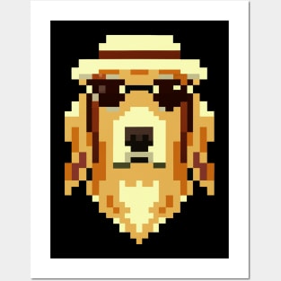 Golden Retriever Pixel Art Dog Lover Puppy Retro Posters and Art